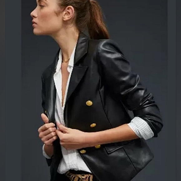 NEW! Anthropologie Nico Faux Leather Blazer XS - Picture 12 of 14